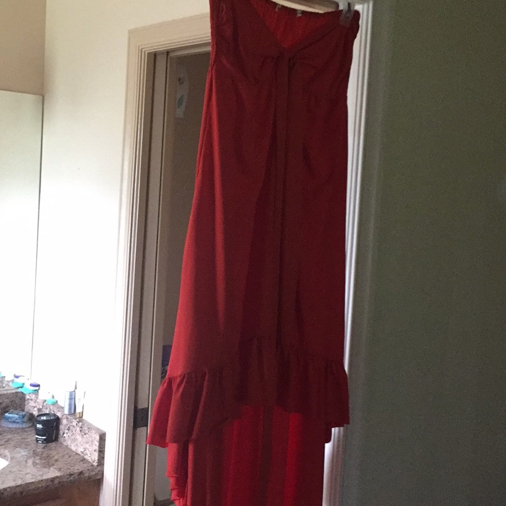 High low strapless sundress